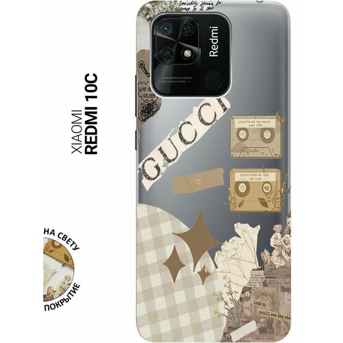 Силиконовый чехол на Xiaomi Redmi 10C, Сяоми Редми 10С с 3D принтом GUCCI Stickers прозрачный матовый soft touch силиконовый чехол на xiaomi redmi 10c сяоми редми 10с с 3d принтом gucci stickers черный