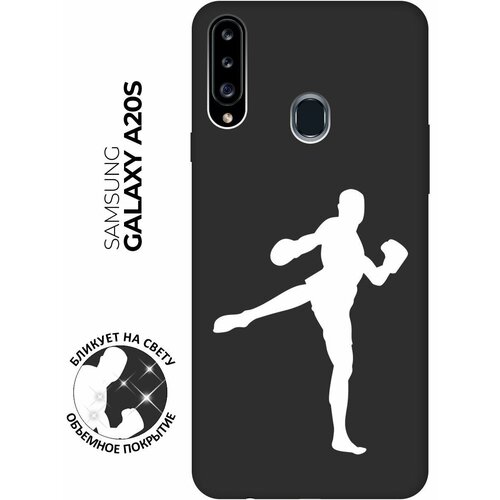 Матовый чехол Kickboxing W для Samsung Galaxy A20s / Самсунг А20с с 3D эффектом черный матовый чехол bye then w для samsung galaxy a20s самсунг а20с с 3d эффектом черный