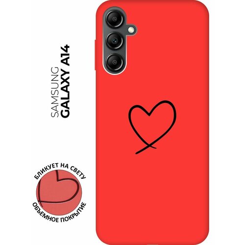 Матовый чехол Heart для Samsung Galaxy A14 / Самсунг А14 с 3D эффектом красный матовый чехол cocktail splash для samsung galaxy a14 самсунг а14 с 3d эффектом красный