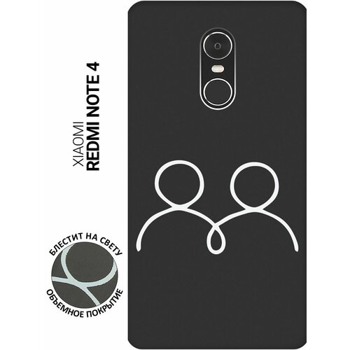 Матовый Soft Touch силиконовый чехол на Xiaomi Redmi Note 4, Note 4X, Сяоми Редми Ноут 4, Ноут 4Х с 3D принтом Couple Lines W черный матовый soft touch силиконовый чехол на xiaomi redmi 4x сяоми редми 4х с 3d принтом couple lines w черный