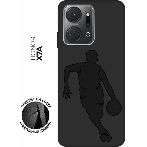 Матовый чехол Basketball для Honor X7a / Хонор Х7а с 3D эффектом черный матовый чехол tag stickers для honor x7a хонор х7а с 3d эффектом черный