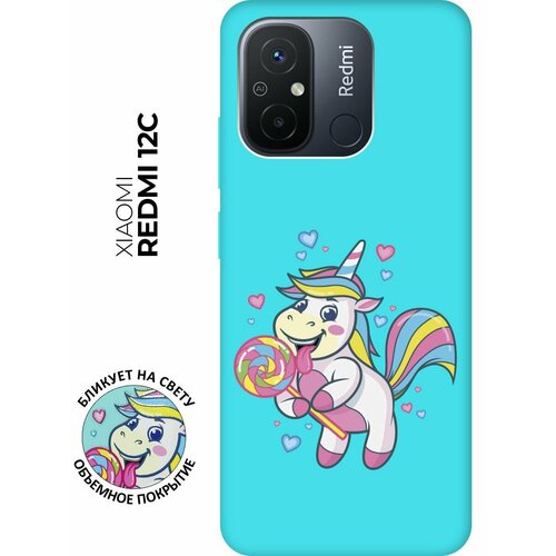 Матовый чехол Unicorn and candy для Xiaomi Redmi 12C / Сяоми Редми 12С с 3D эффектом мятный матовый чехол lady unicorn для xiaomi redmi 12c сяоми редми 12с с 3d эффектом розовый