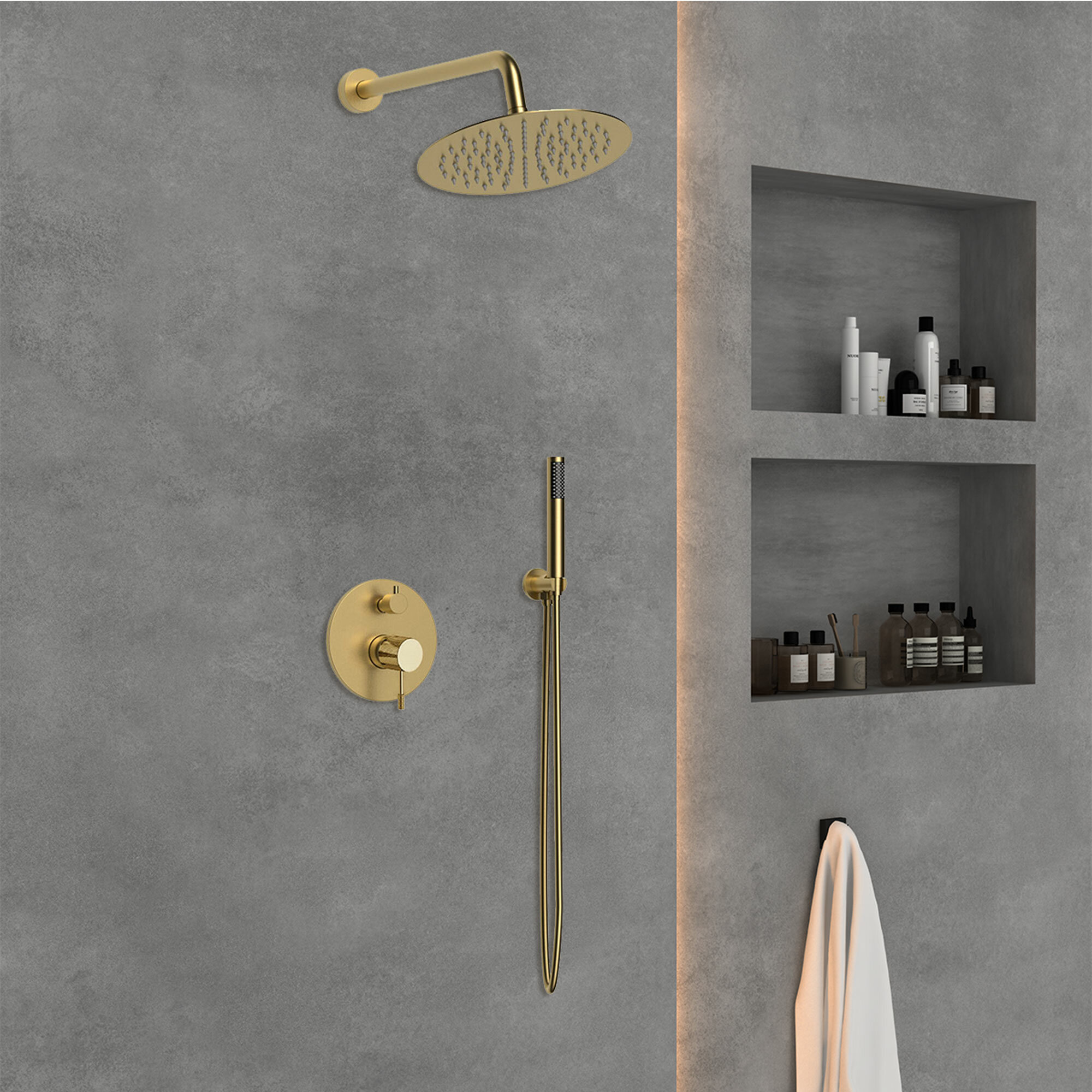 фото Душевой комплект Vincea Desire VSFW-1D1BG с внутренней частью, брашированное золото