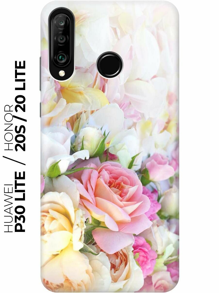 Cиликоновый прозрачный чехол ArtColor для Huawei P30 Lite / Honor 20S / Honor 20 Lite с принтом "Нежные розы"