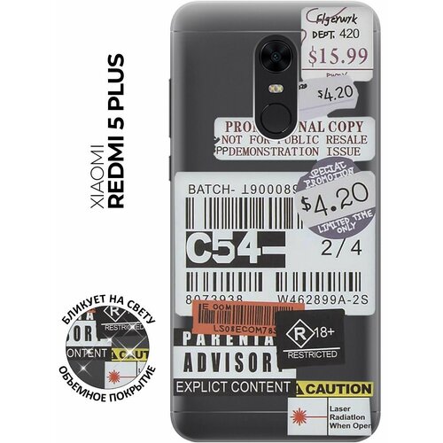 Силиконовый чехол Tag Stickers на Xiaomi Redmi 5 Plus / Сяоми Редми 5 Плюс матовый soft touch силиконовый чехол на xiaomi redmi 5 plus сяоми редми 5 плюс с 3d принтом gucci stickers черный