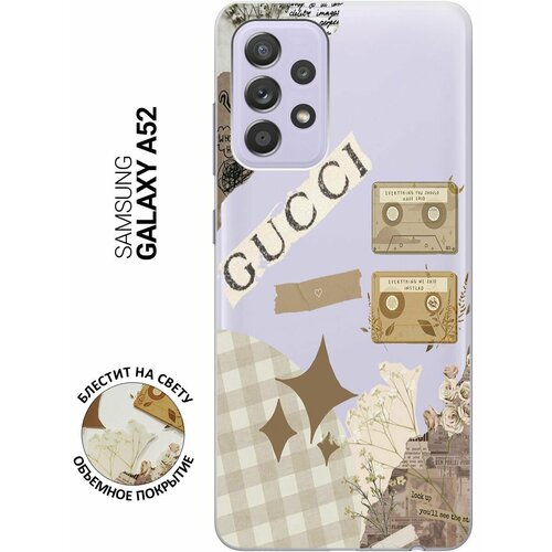 Силиконовый чехол на Samsung Galaxy A52, Самсунг А52 с 3D принтом GUCCI Stickers прозрачный матовый soft touch силиконовый чехол на samsung galaxy a52 самсунг а52 с 3d принтом gucci stickers черный