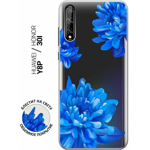 Силиконовый чехол на Honor 30i, Huawei Y8P, Хуавей У8Р, Хонор 30ай с 3D принтом Amazing Asters прозрачный чехол книжка на honor 30i huawei y8p хуавей у8р хонор 30ай с 3d принтом amazing asters золотистый