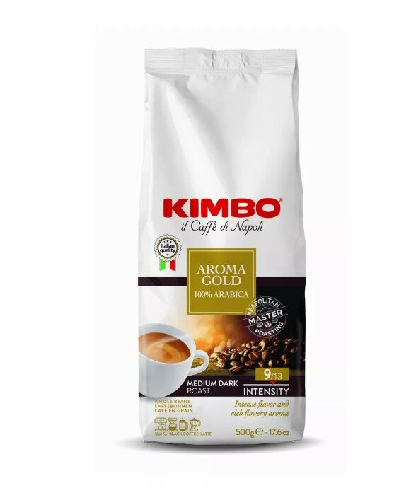 Кофе в зернах Kimbo Aroma Gold Arabica 100%, 500 г, средней обжарки для кофемашины