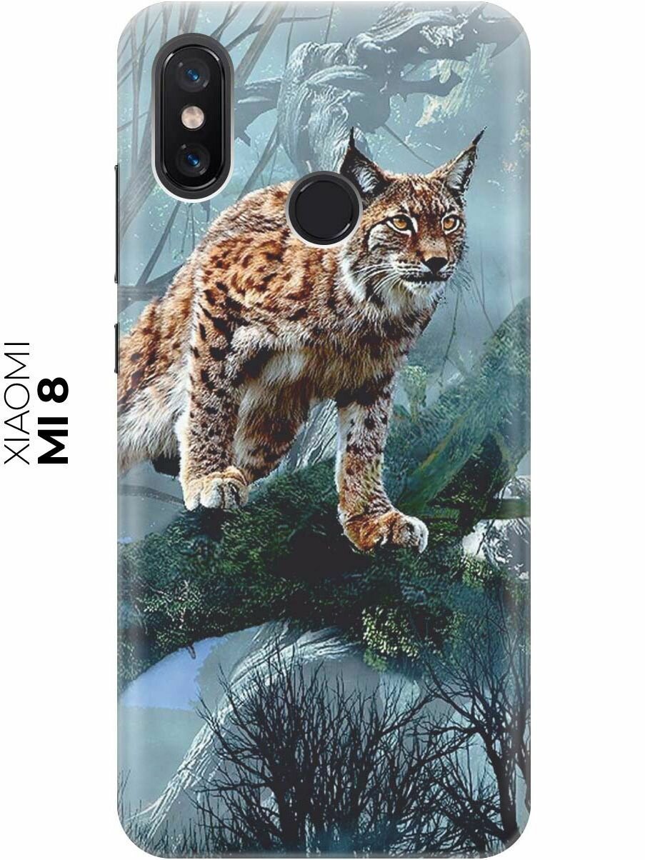 Накладка Transparent для Xiaomi Mi 8 с принтом "Дикая рысь"