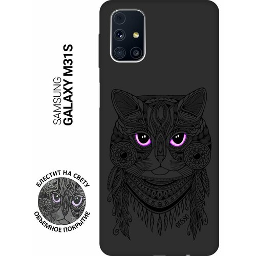 ультратонкая защитная накладка soft touch для samsung galaxy m31s с принтом grand owl черная Ультратонкая защитная накладка Soft Touch для Samsung Galaxy M31S с принтом Grand Cat черная