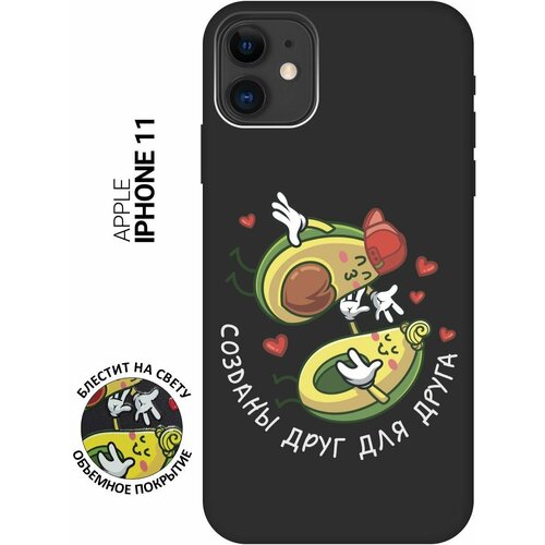 фото Силиконовый чехол на apple iphone 11 / эпл айфон 11 с рисунком "avo-love" soft touch черный slvgo