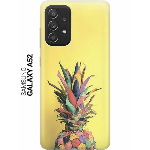 ультратонкий силиконовый чехол накладка для samsung galaxy a21s с принтом ананас на желтом Ультратонкий силиконовый чехол-накладка для Samsung Galaxy A52 с принтом Ананас на желтом