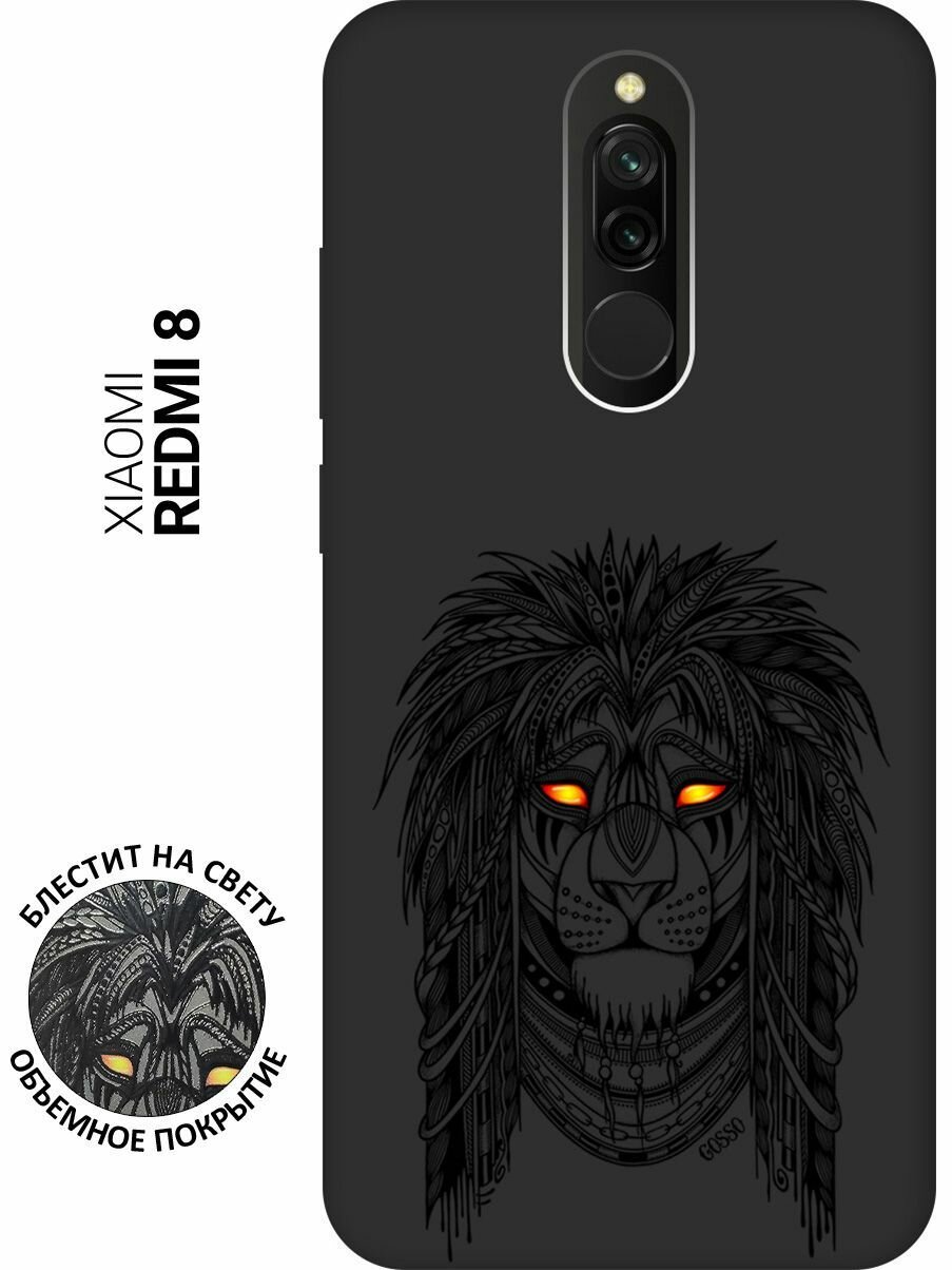 Ультратонкая защитная накладка Soft Touch для Xiaomi Redmi 8 с принтом "Grand Leo" черная