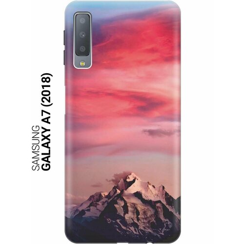 ультратонкий силиконовый чехол накладка для samsung galaxy j2 2018 с принтом горы и небо GOSSO Ультратонкий силиконовый чехол-накладка для Samsung Galaxy A7 (2018) с принтом Горы и небо