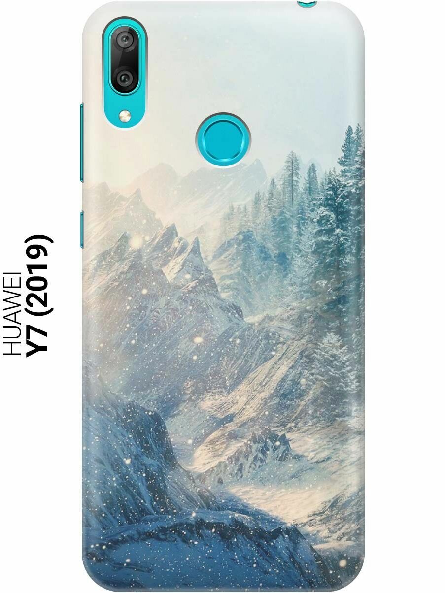 Ультратонкий силиконовый чехол-накладка для Huawei Y7 (2019) с принтом "Снежные горы и лес"