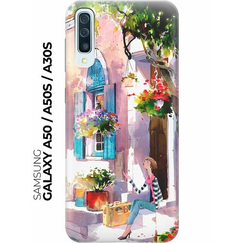 Cиликоновый прозрачный чехол ArtColor для Samsung Galaxy A50 / A50s / A30s с принтом Девочка на цветущей улочке cиликоновый прозрачный чехол artcolor для samsung galaxy a20 a30 с принтом девочка на цветущей улочке