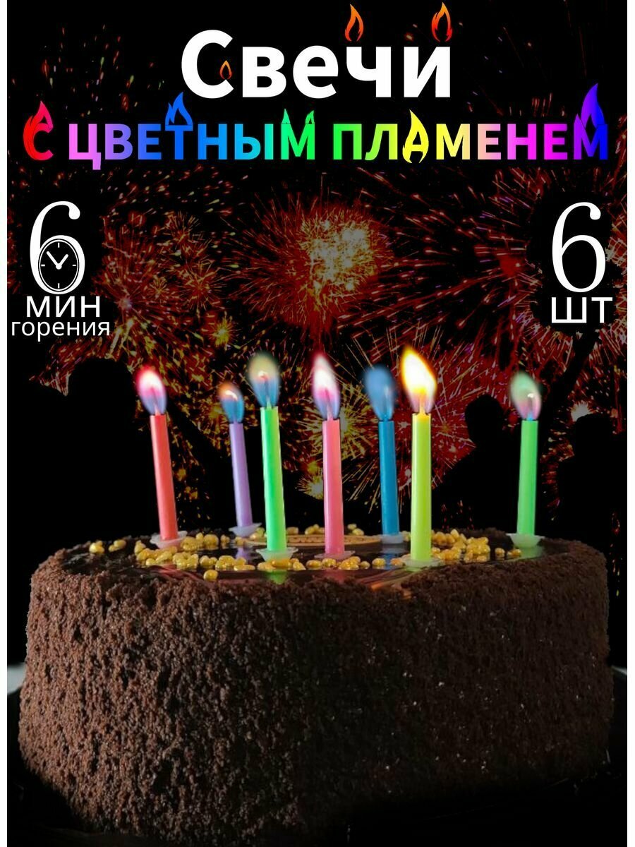 Свечи для украшения торта с цветным пламенем на день рождения