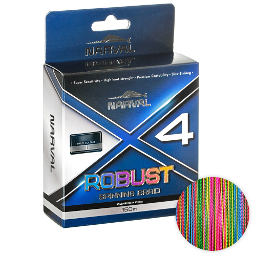 Плетёный шнур Narval Fishing Robust X4 PE 150m (multicolour) #2.0/0.235mm 16.40kg/35lb разноцветный