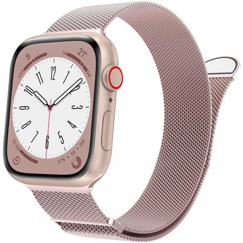Ремешок миланская петля для Apple Watch 42-44-45-49 mm, Series 4, 5, 6, 7, SE / Металлический браслет , розовое золото