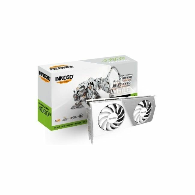 Видеокарта Inno3D RTX4060 TWIN X2 OC WHITE 8GB GDDR6 128-bit DPx3 HDMI 2FAN RTL