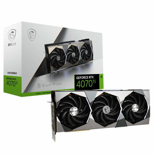 Видеокарта MSI Suprim nVidia RTX 4070 Ti 12288 21000 192 RTL RTX 4070 Ti SUPRIM 12G 12421200₽