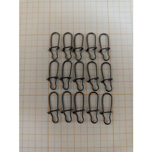 Карабин рыболовный Fysadei Fishing Swivels с нагрузкой до 33 кг, 15 штук размер #4 25 piece carp fishing swivels snaps with solid ring quick change fishing hook swivels accessories ae008