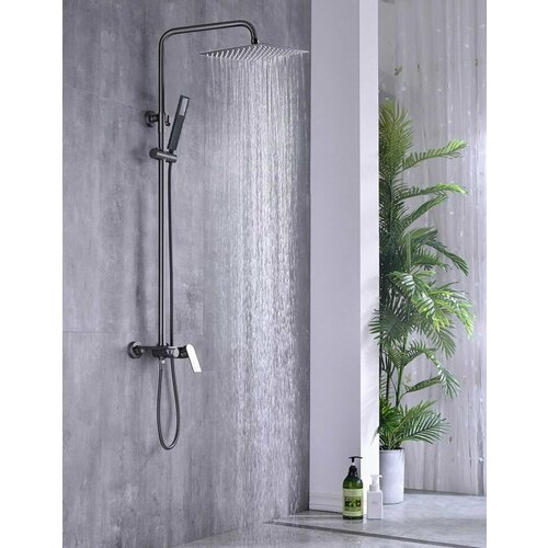 Душевая система гарнитур BesserKraft с тропическим верхним душем и смесителем из латуни графит 34320₽