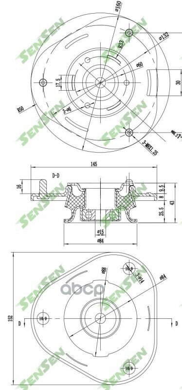 Опора Амортизатора Переднего Toyota Avensis 03- Sensen арт. M61093