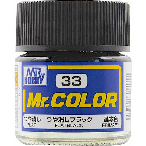 gunze sangyo mr hobby разбавитель mr color leveling thinner 400 мл выравнивающий Mr.Color Краска эмалевая цвет Черный матовый, 10мл