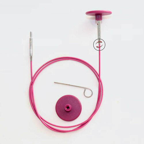 тросик вращающийся поворотный mindful для съемных спиц 40 см knitpro Тросик поворотный (заглушки 2шт, кабельный ключик) для съемных спиц, длина 20 (40)см, KnitPro, 10641