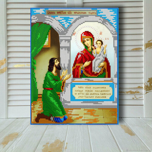Алмазная мозаика икона на подрамнике Богородица Нечаянная Радость 28*35 см рисунок на ткани божья коровка богородица нечаянная радость 12x16 см