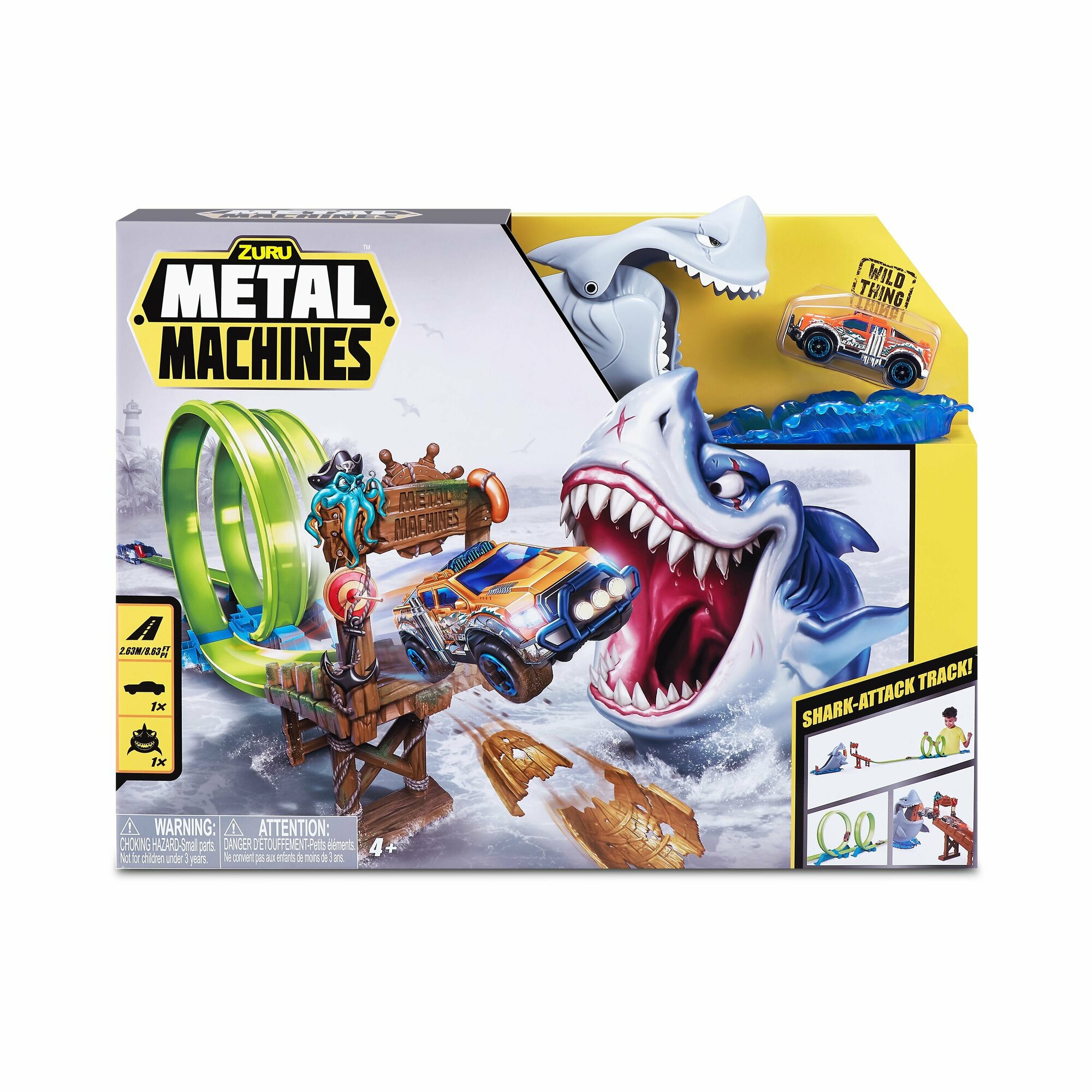 Игровой набор Zuru Metal Machines с машинкой трек Акула
