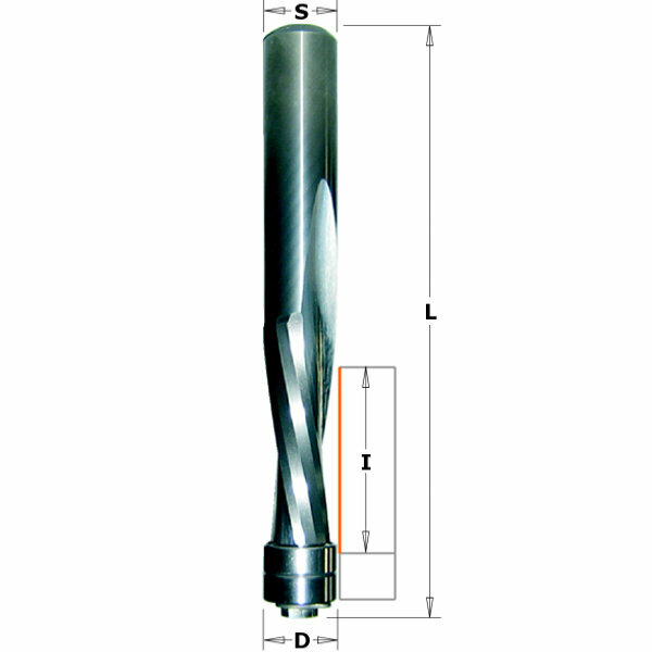 Спиральная обгонная фреза с выбросом стружки вверх 6,35x25,4x76 Z=2 S=6 RH CMT 191.064.11B