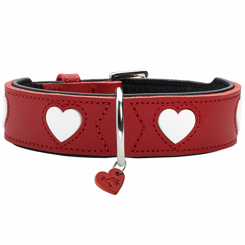 Hunter ошейник для собак Love XS (24-28 см) натуральная кожа красный/белый Hunter 4016739699008