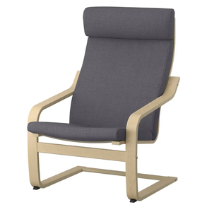 Новое кресло поэнг / POÄNG / темно-серый / каркас березовый шпон