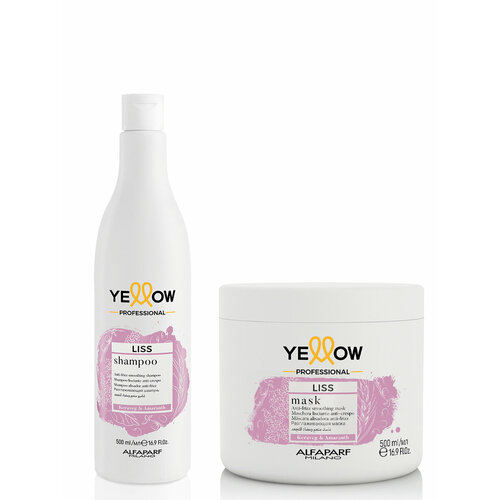 Набор для гладких волос YE PROFESSIONAL LISS шампунь 500 мл + маска 500 мл, YELLOW, 25111_25113 маска антифриз для гладких волос yellow liss