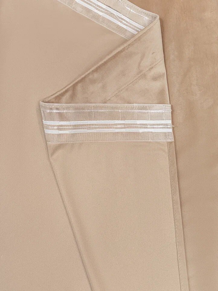 Штора-портьера LinenWay бархат , 230x280см, крепление лента, бежевая — фото 1