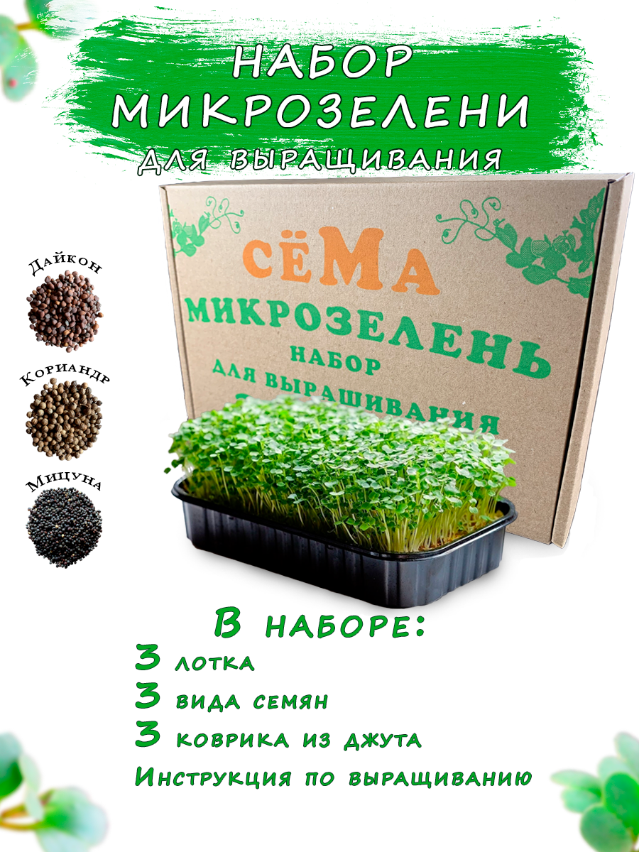 Набор микрозелени для выращивания "Микрохармония" 3 культуры