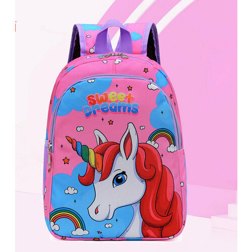 Рюкзак дошкольный DaV для девочек с единорогом, темно-розовый, р-р 30х25х11 см