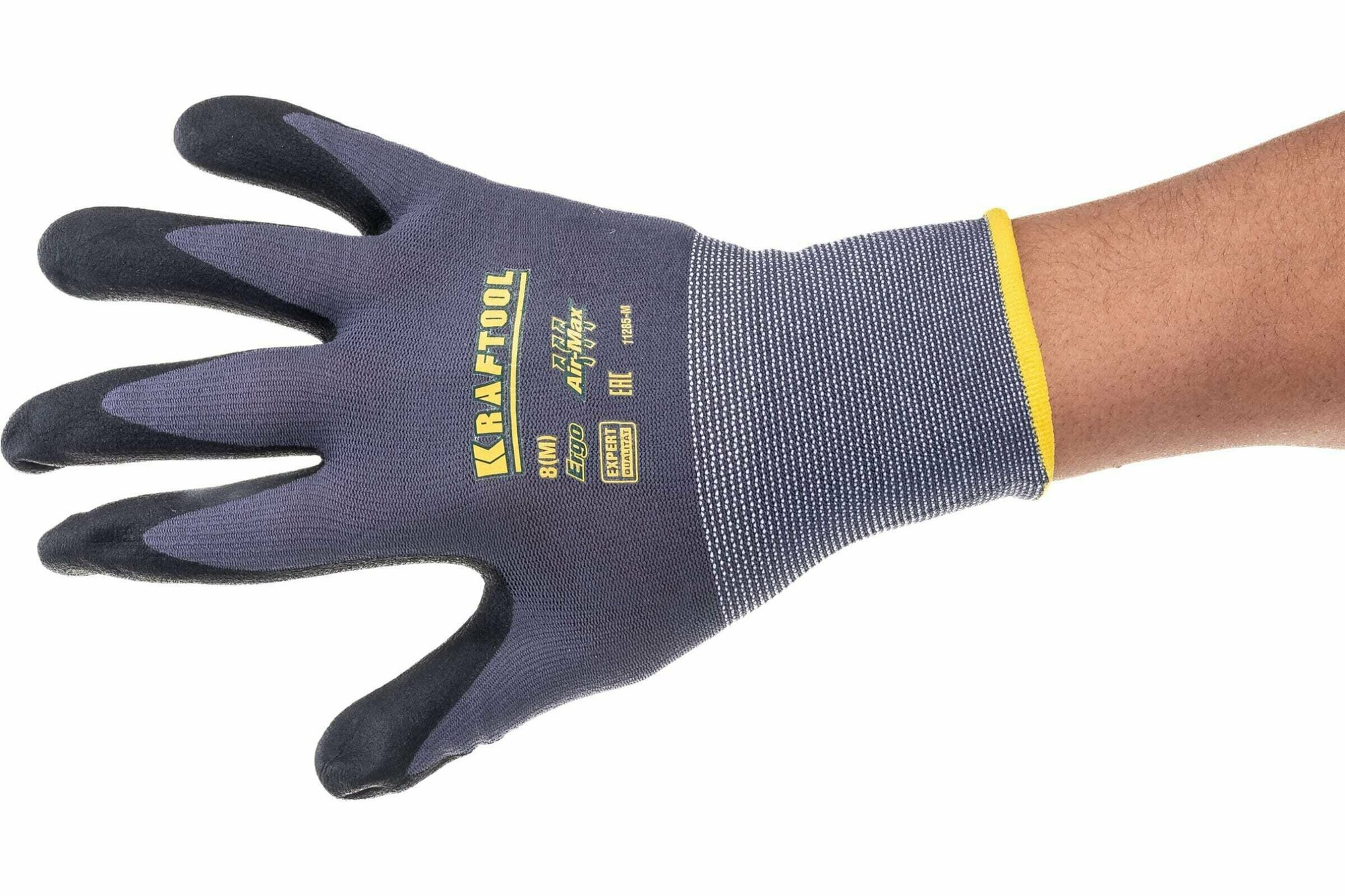 KRAFTOOL XL, эластичные, с покрытием из вспененного нитрила, перчатки для точных работ (11285-XL)