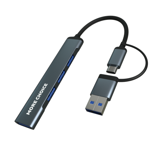 USB HUB 1USB 3.0+3USB 2.0 Type-C More choice HUB03 0,1м Grey