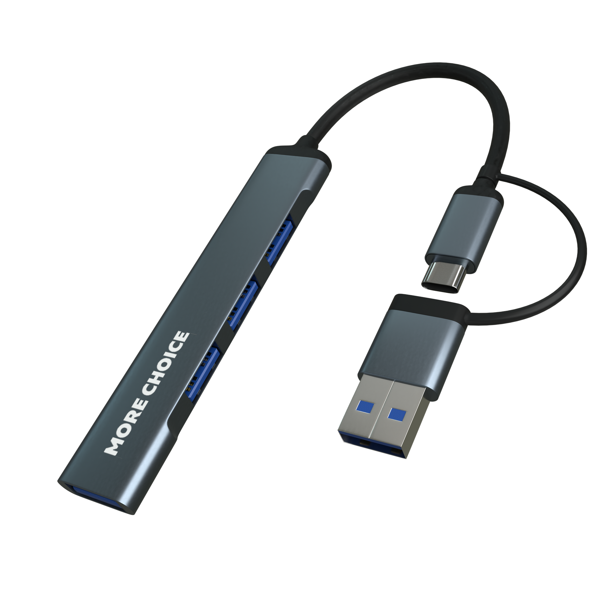 USB HUB 1USB 3.0+3USB 2.0 Type-C More choice HUB03 0,1м Grey