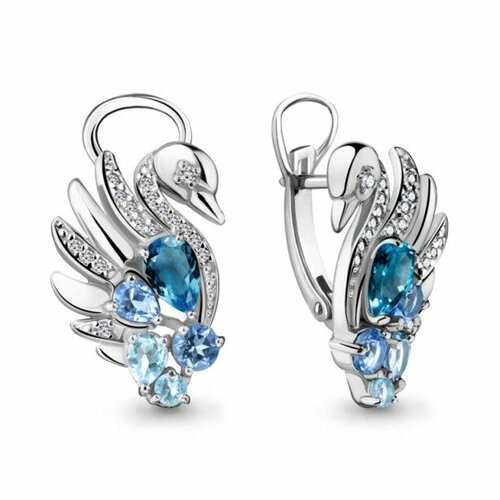 Серьги с подвесками AQUAMARINE Серьги из серебра 4488266А 4488266А, серебро, 925 проба, родирование, голубой