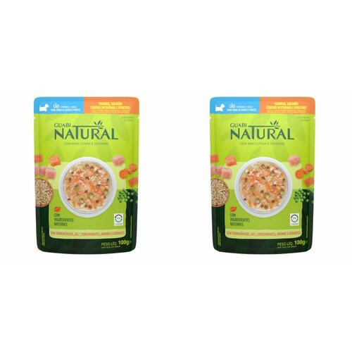 Guabi Natural Корм беззерновой для собак курица, лосось, цельнозерновые злаки и овощ, 100 г, 2 шт