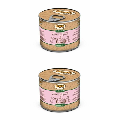 Organic Сhoice консервы для собак мелких и средних пород кролик с грушей 240 г, 2 шт.