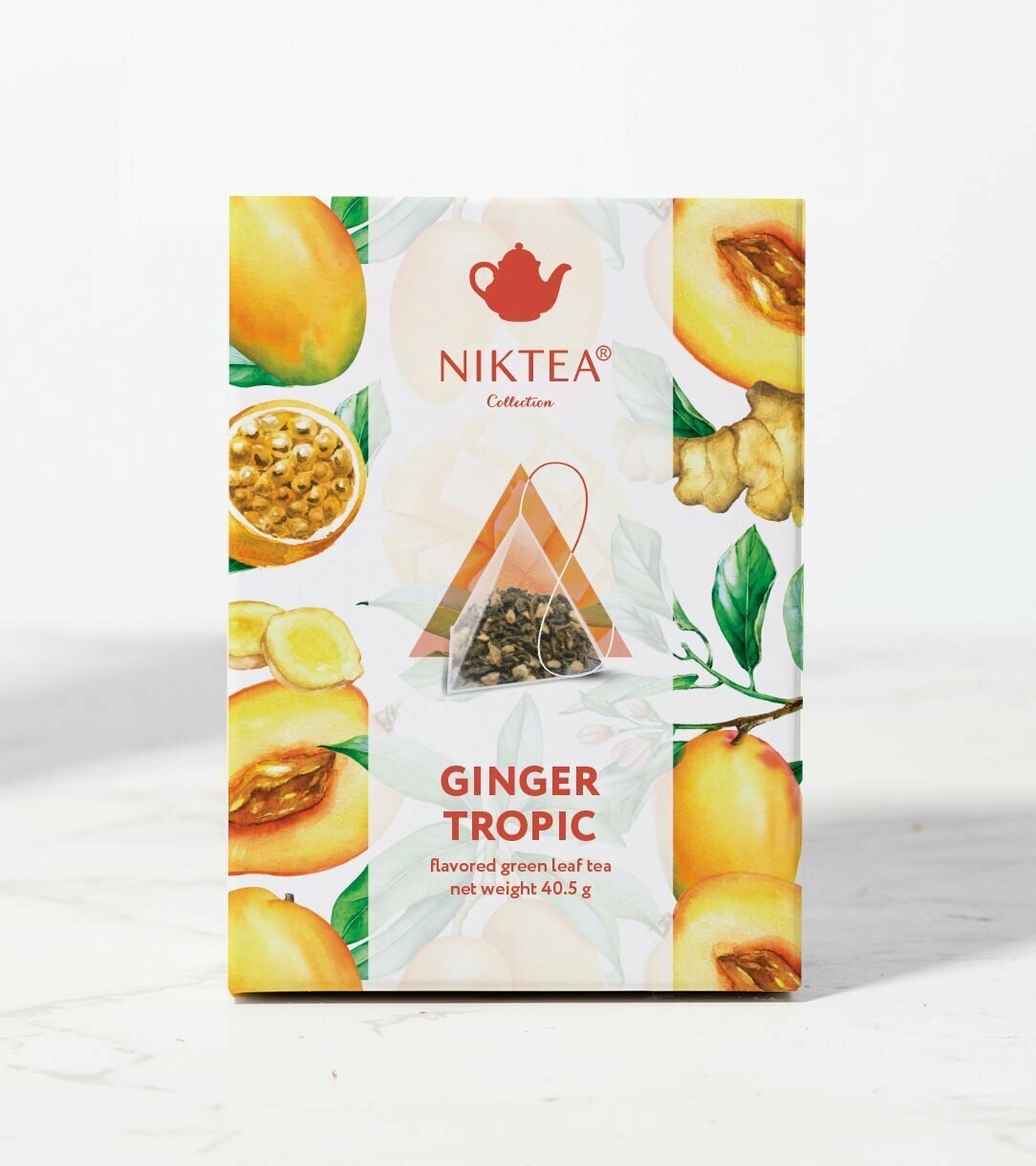 Чай в пирамидках зеленый NIKTEA Имбирный Тропик, ароматизированный, 15 шт