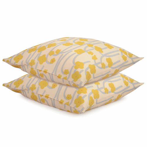 Набор из двух наволочек горчичного цвета с принтом Полярный цветок из коллекции scandinavian touch, 70х70 см горчичный, размер 60 х 200х 160 мм