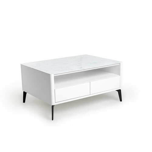 Журнальный стол цвет корпуса светло-серый soft touch, цвет топа белый мрамор, (Габариты: 950 x 700 x 490 mm)