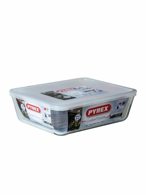 Контейнер с крышкой Pyrex Cook Freez 19x14x4см 0.8л прямоугольный стекло пластик для кухни