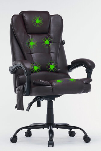 Изображение товара Кресло Cactus с вибромассажем CS-CHR-OC03M-BR, обивка: эко. кожа, цвет: темно-коричневый (CS-CHR-OC03M-BR)